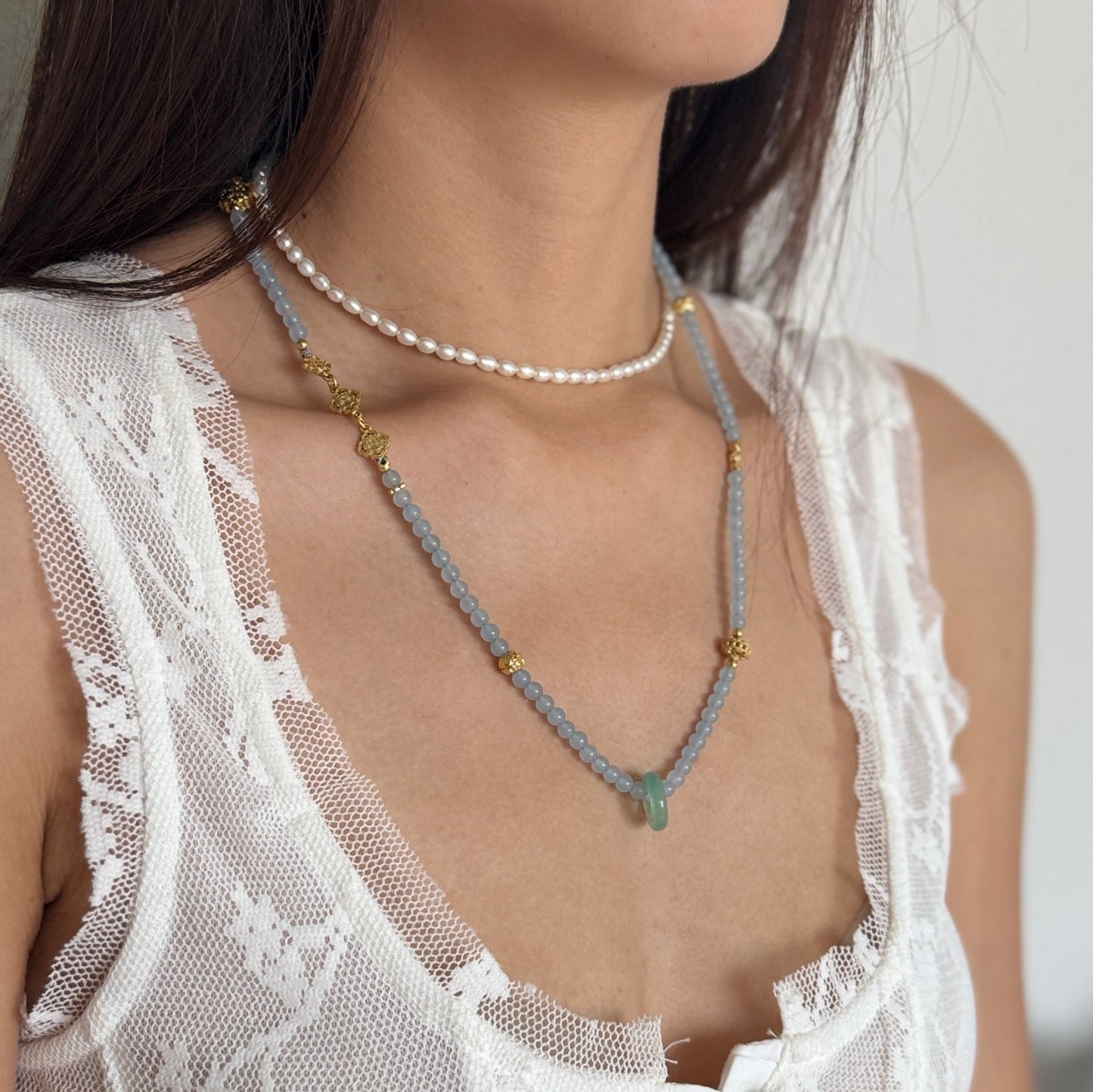 Golden Jade Necklace & Bracelet