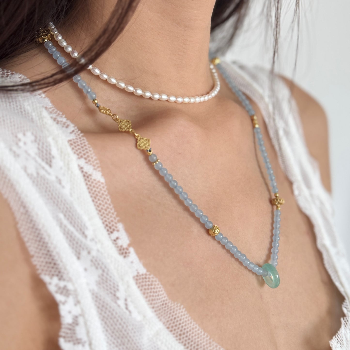 Golden Jade Necklace & Bracelet