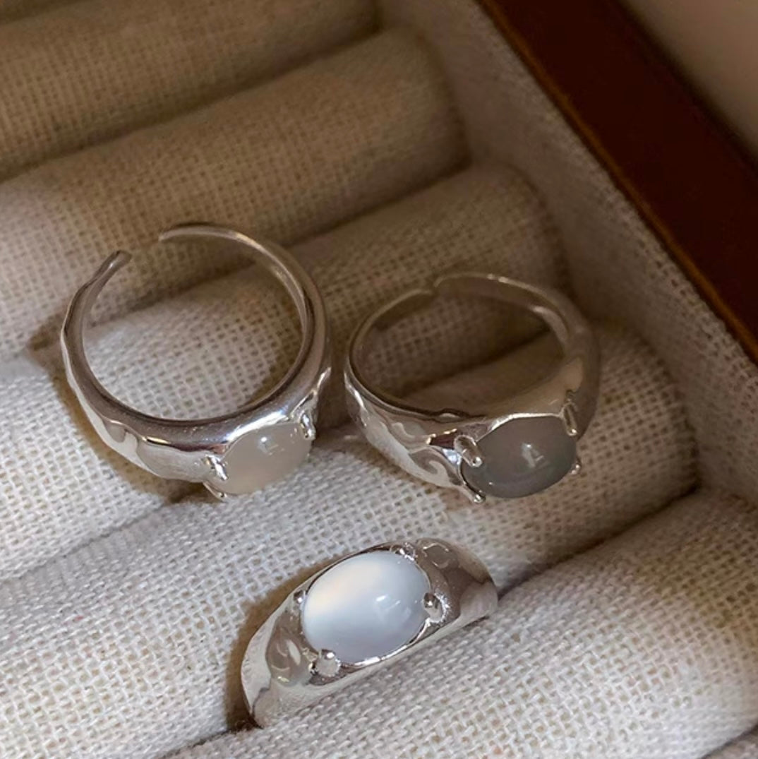 Luna Glow: Chalcedony and Silver Ring