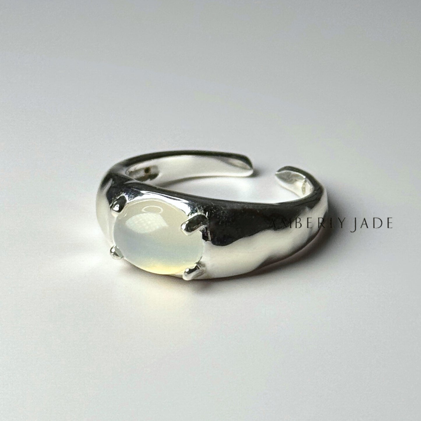 Luna Glow: Chalcedony and Silver Ring
