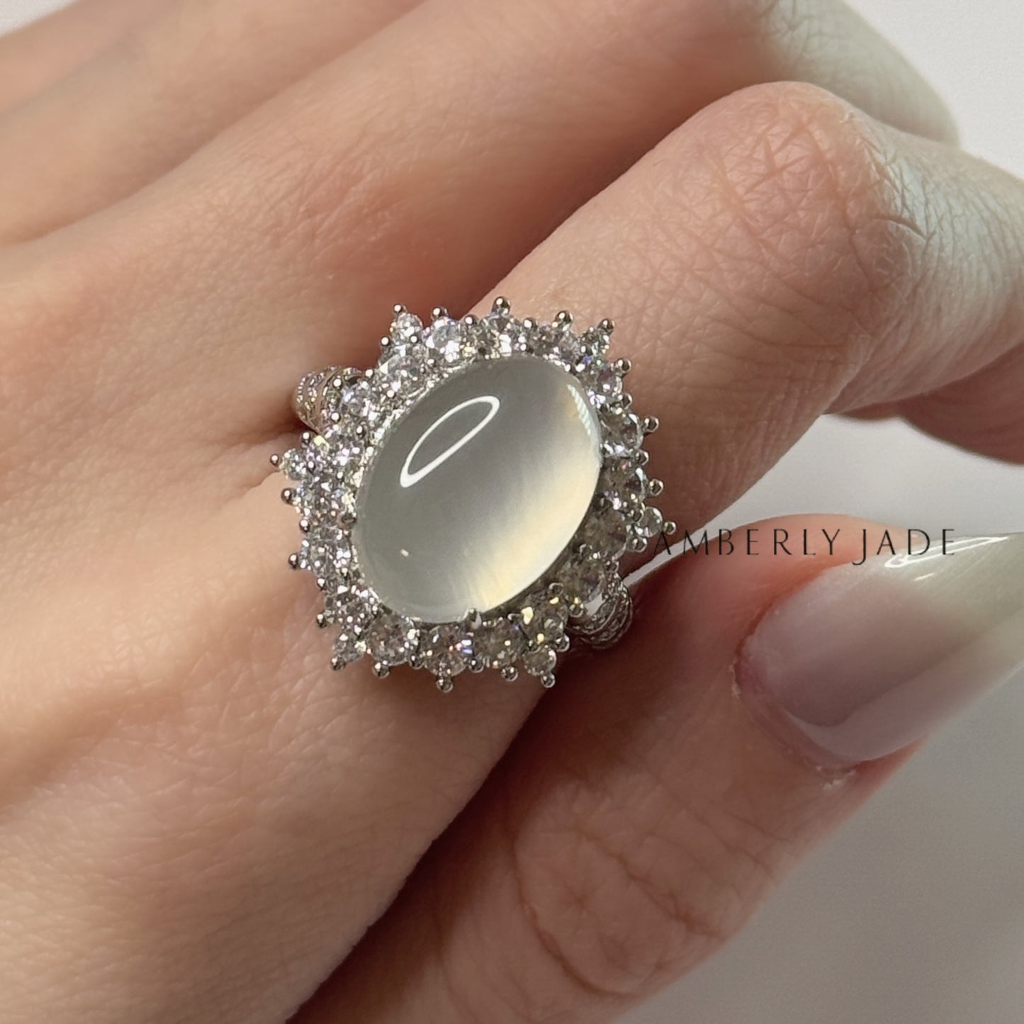 Luxe Halo Chalcedony Ring – Certified