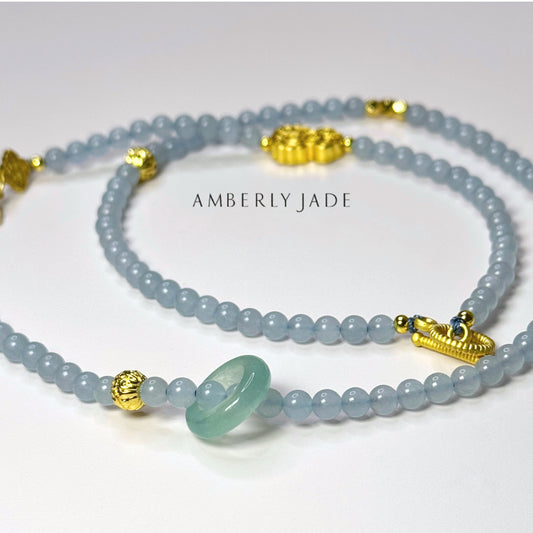 Golden Jade Necklace & Bracelet